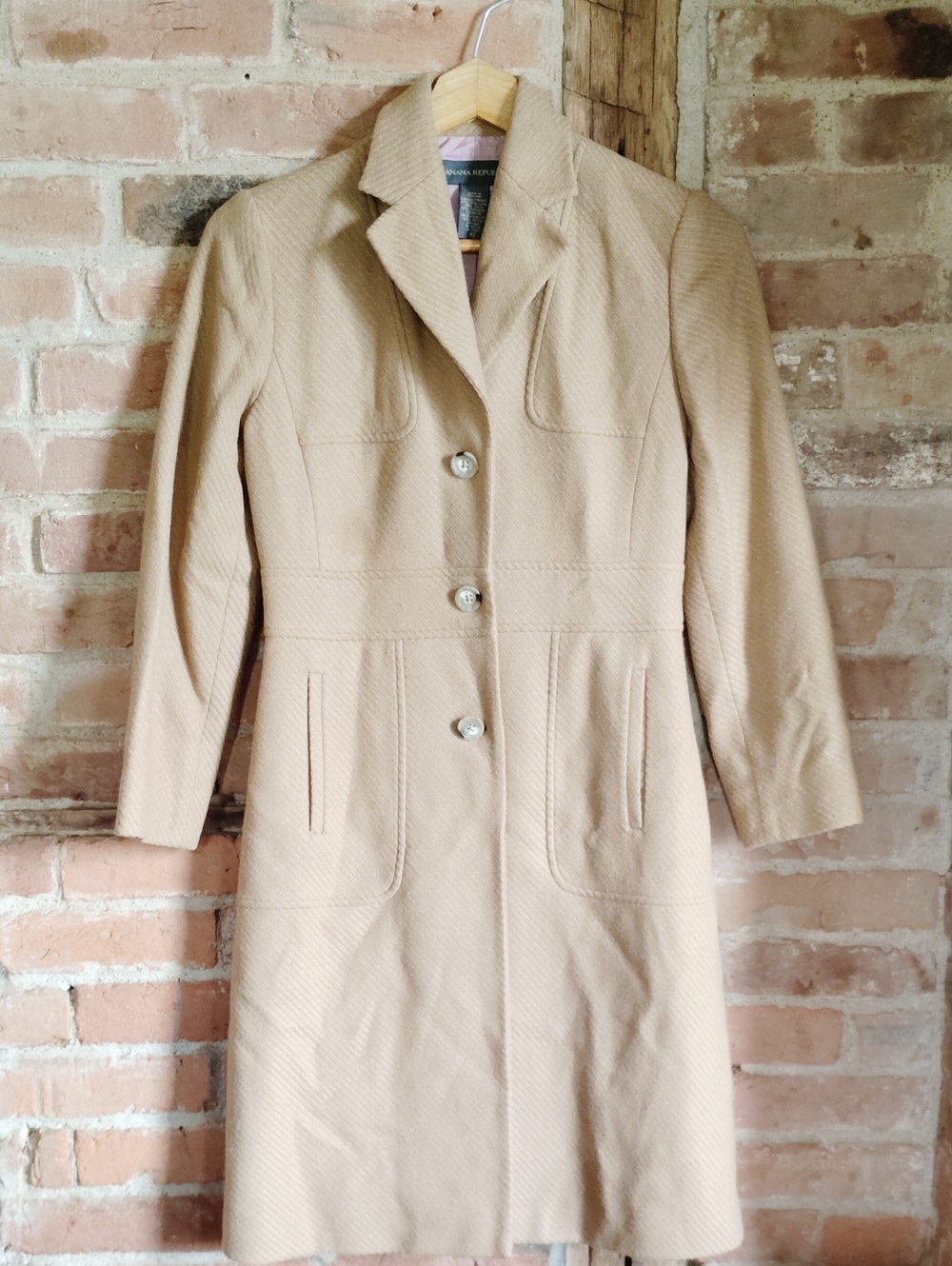 Vintage Banana Republic Camel Wool/Nylon/Cashmere Blend Coat Sz XS
